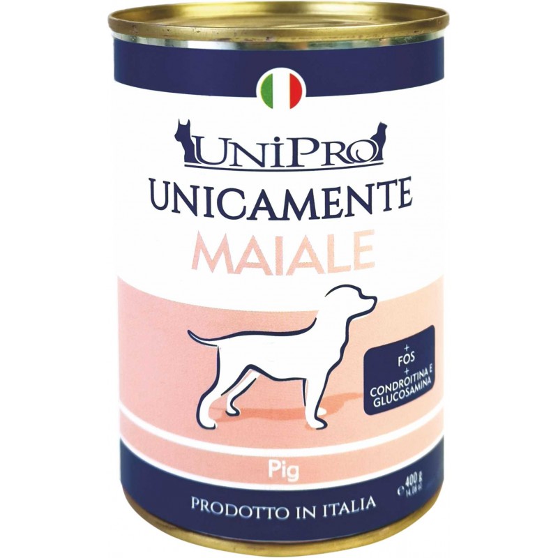 Alimento umido Unipro Unicamente Maiale 400 g per cani adulti monoproteico Alimento umido Unipro Unicamente Maiale 400 g per cani adulti monoproteico